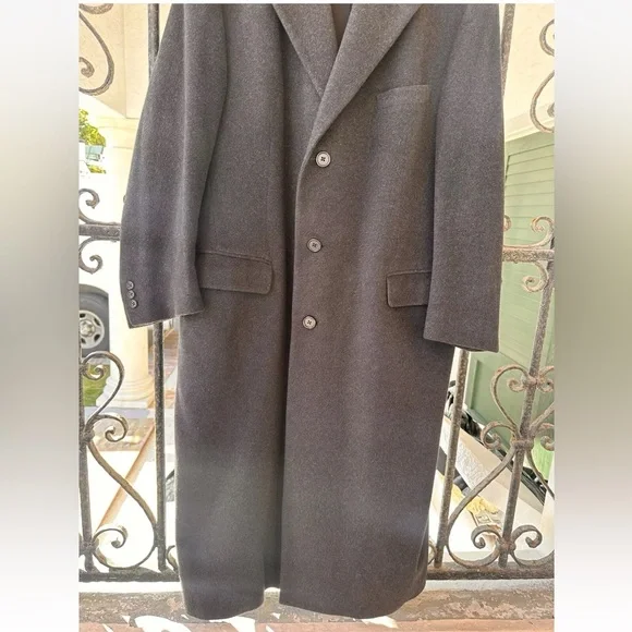 Loro Piana Men’s 100% Cashmere Charcoal Grey Overcoat Made In Italy
